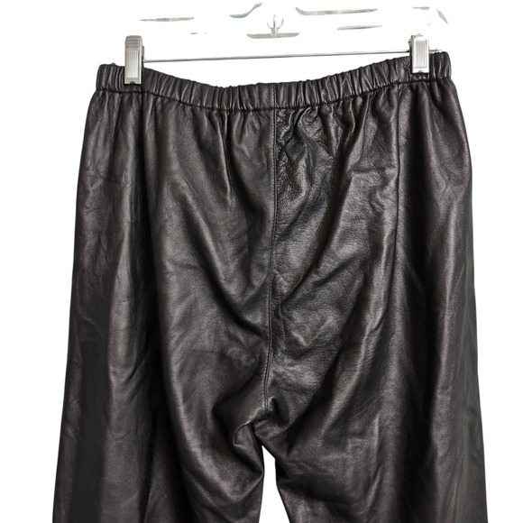 LUXE Neiman Marcus Black Genuine Leather Pull-On Trousers Elastic Waist XL - Picture 4 of 7
